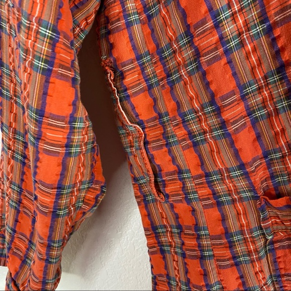 Vintage Christian Dior Red Green and Blue Plaid Robe - Picture 7 of 10